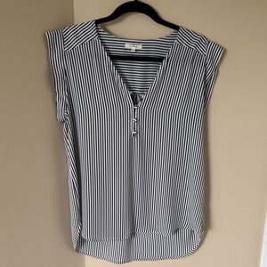 Pleione Black and White Striped Blouse